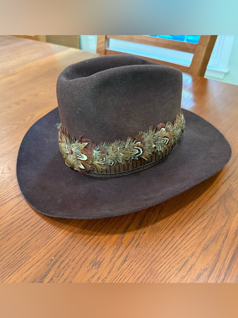 Vintage Dorfman Pacific STUDS! Dynafelt Brown Western Cowboy Hat Feather Band